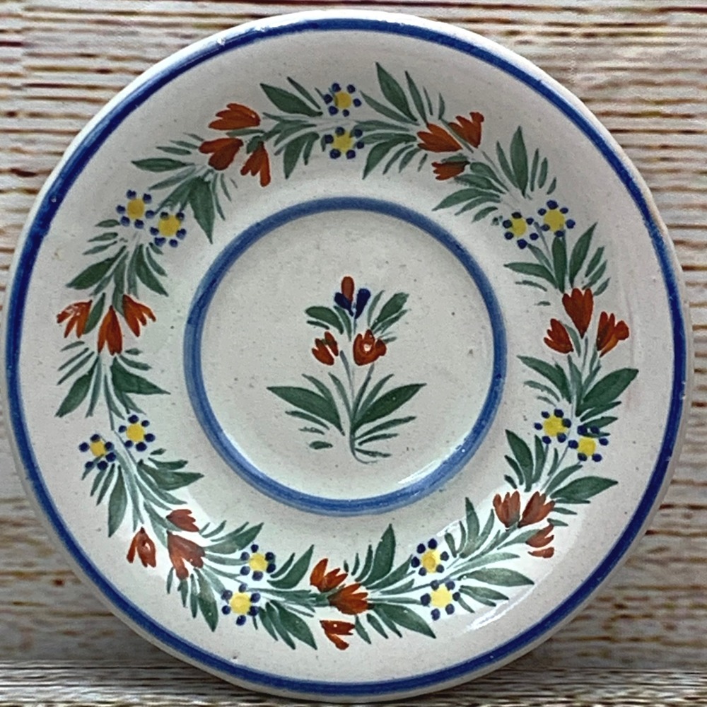 Henriot‎ Quimper France Floral Hand Painted Pottery Plate Decorative Dish